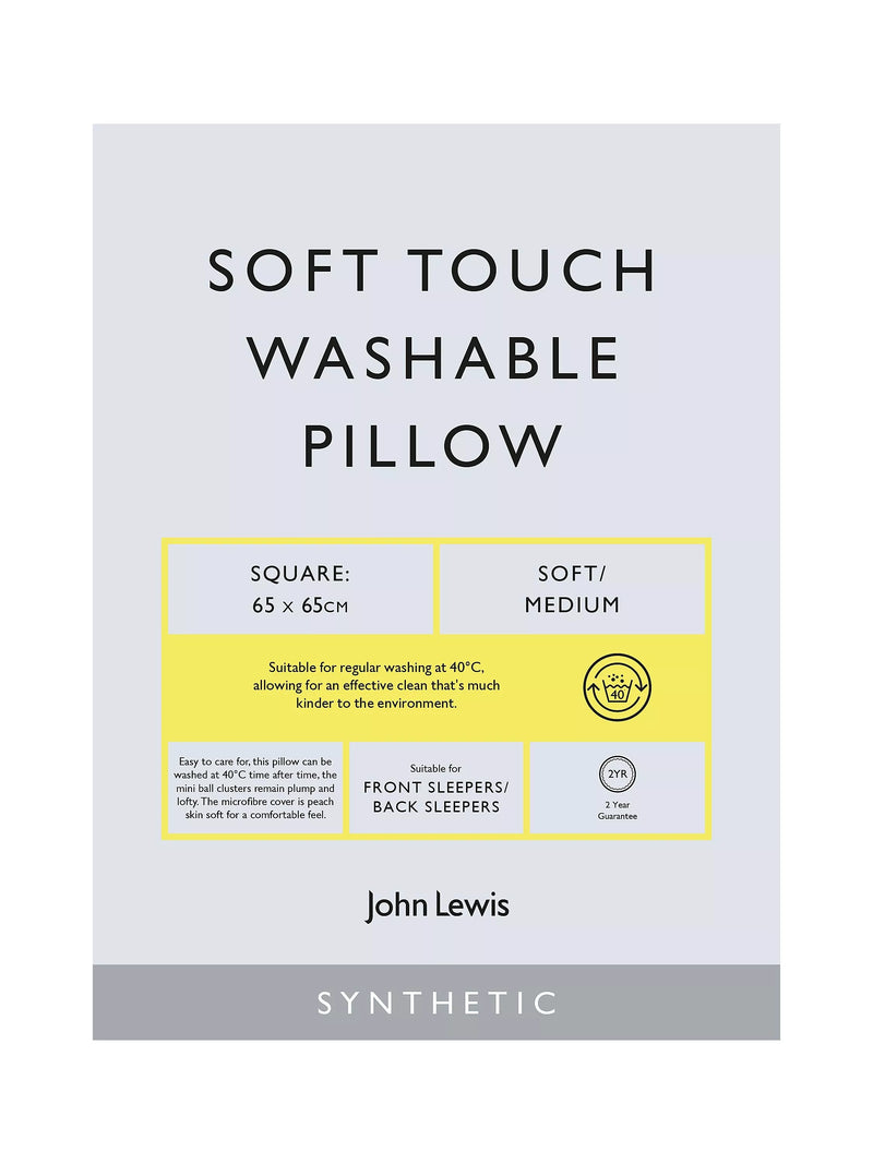 John Lewis synthetic square pillow medium washable, UK version