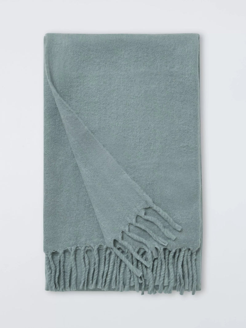 John Lewis Mohair Effect Plain Throw - Deep Red