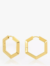 John Lewis Rachel Jackson London Large Bevelled Hexagon Hoop Earrings- Buy online at McGrocer