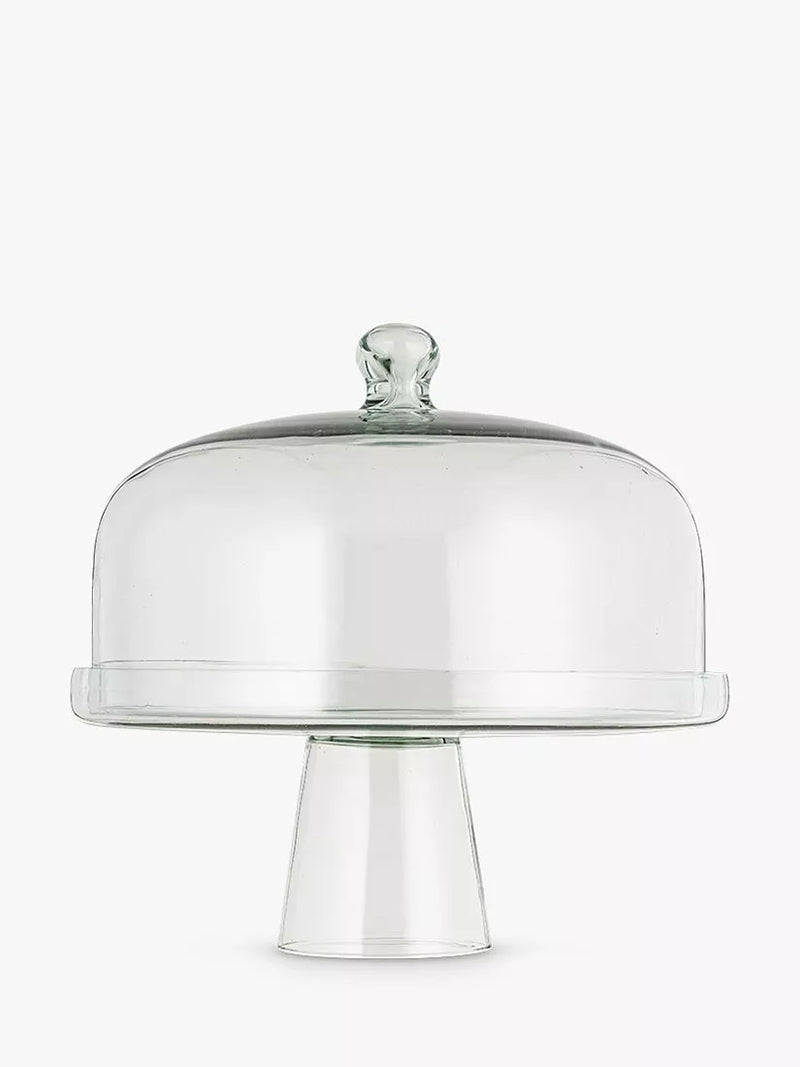 nkuku recycled glass dome cake stand 30cm, imported from the UK