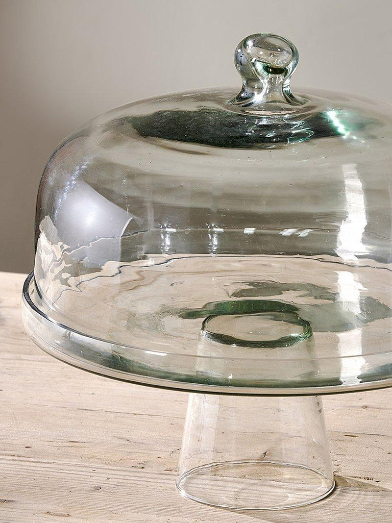 nkuku recycled glass dome cake stand 30cm, imported from the UK