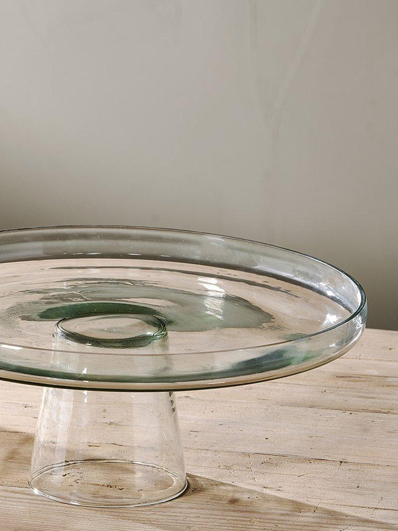 nkuku recycled glass dome cake stand 30cm, imported from the UK
