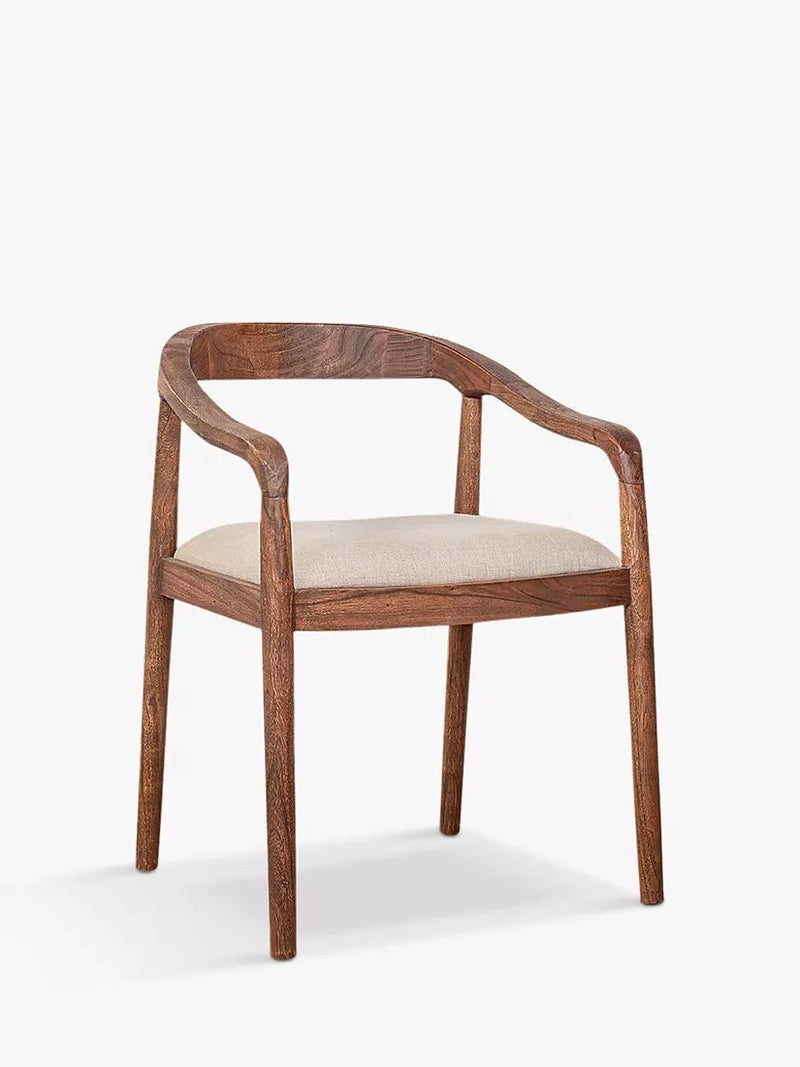 nkuku Anbu acacia upholstered dining chair (British brand)