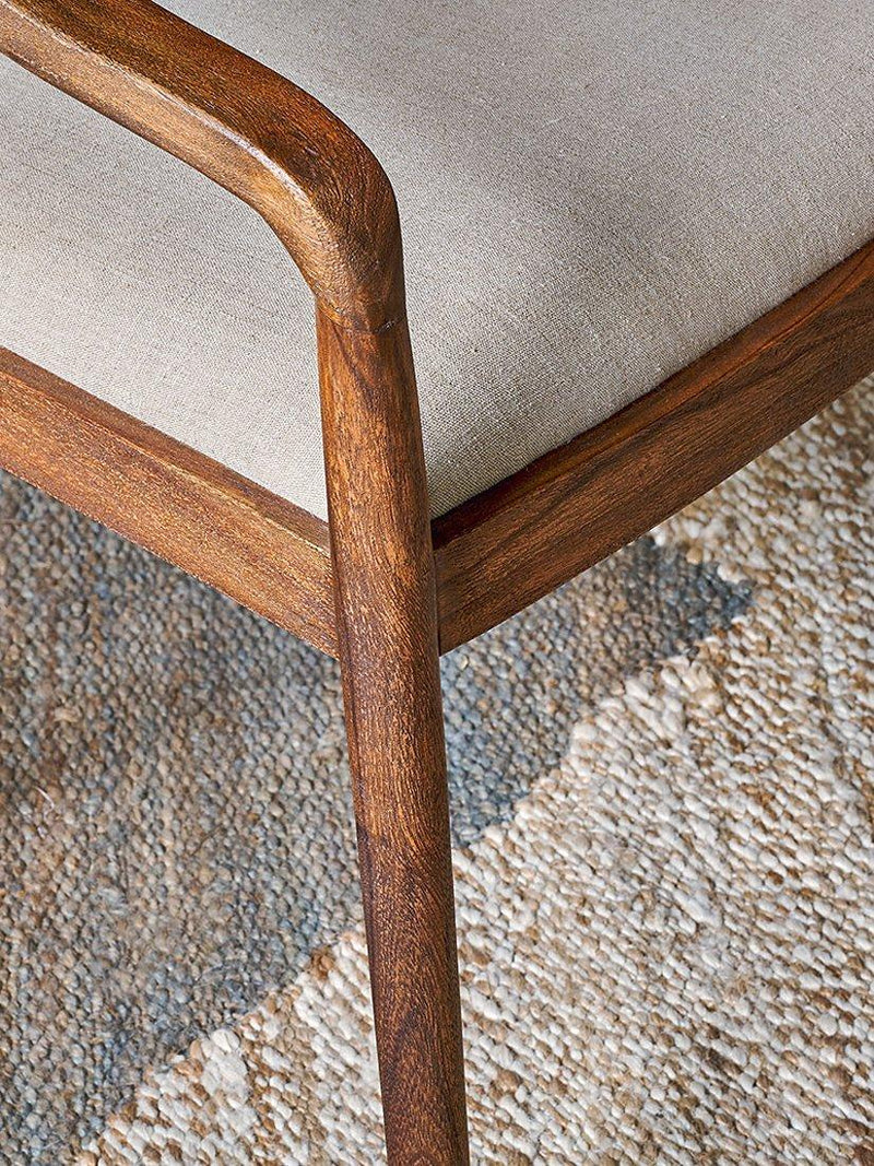 nkuku Anbu acacia upholstered dining chair (British brand)