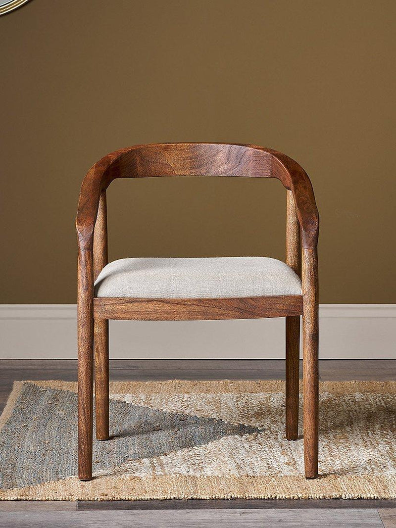 nkuku Anbu acacia upholstered dining chair (British brand)