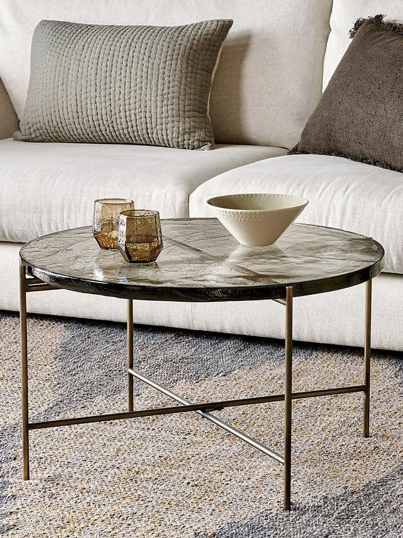 nkuku Aluva glass coffee table round 74cm (British brand)
