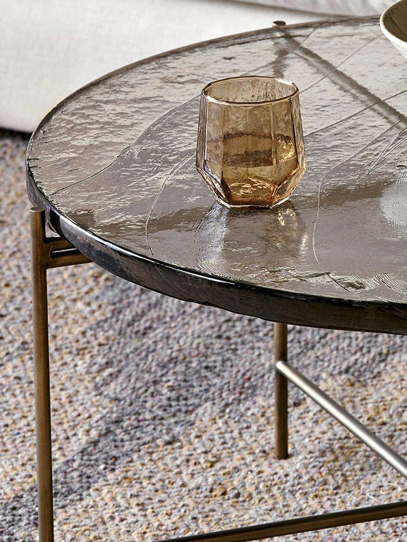 nkuku Aluva glass coffee table round 74cm (British brand)