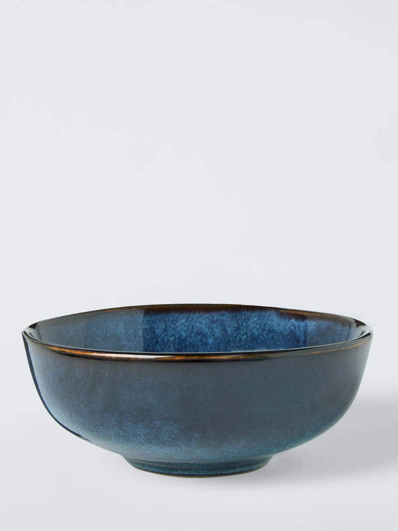 John Lewis stoneware cereal bowl blue reactive glaze 16cm, imported from the UK