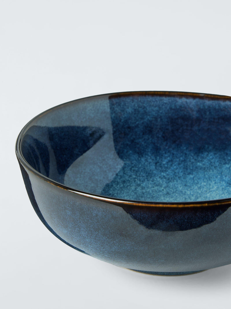 John Lewis stoneware cereal bowl blue reactive glaze 16cm, imported from the UK