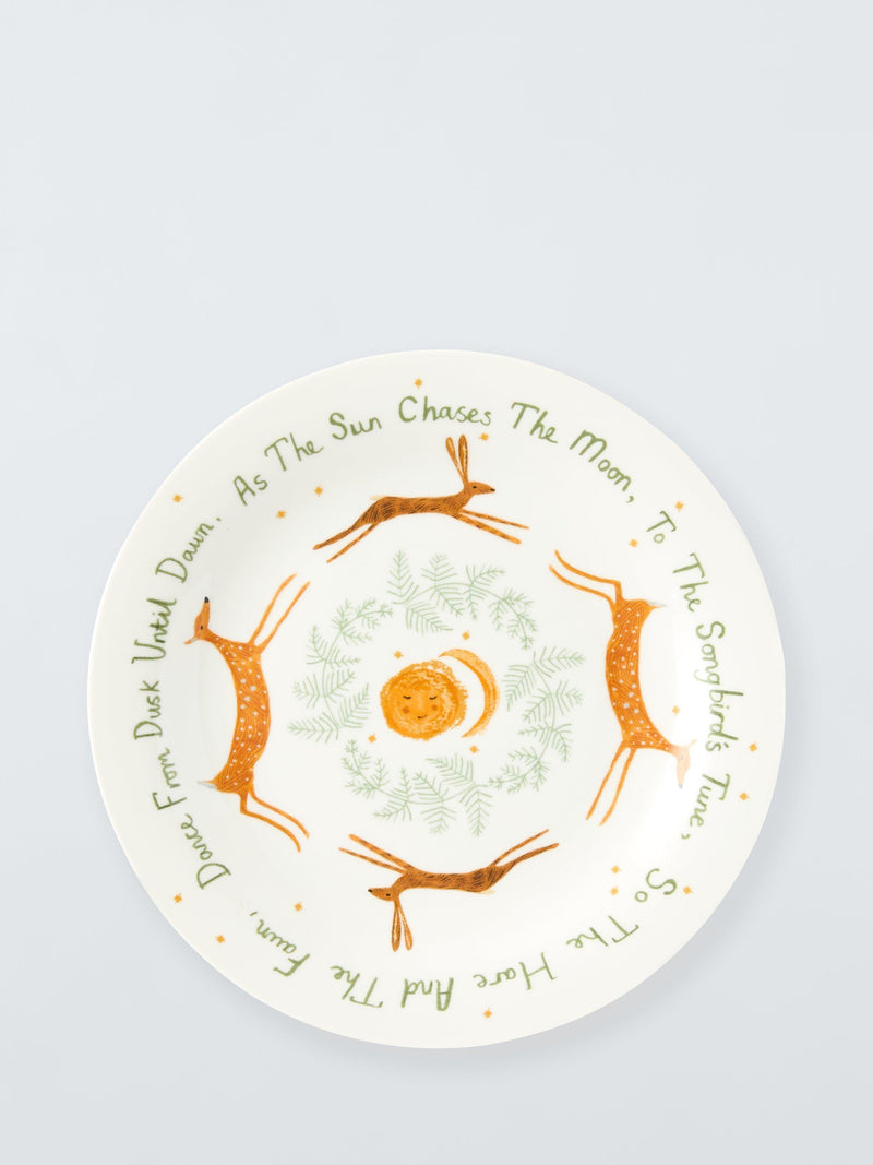 Children's Fine China Plate with Woodland Animal Design, 22cm