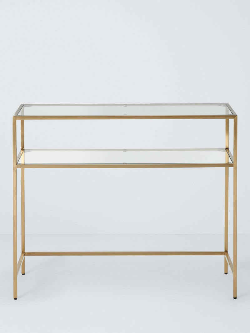 John Lewis Langham glass console table brass 90cm wide, UK version