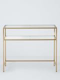 John Lewis Langham glass console table brass 90cm wide, UK version