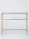 John Lewis Langham glass console table brass 90cm wide, UK version