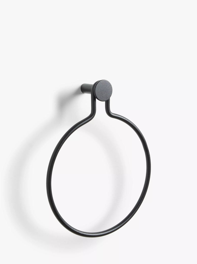 John Lewis Matt Black fixed towel ring, UK version