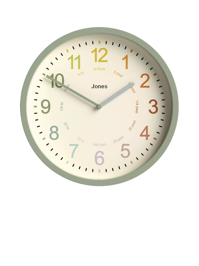 Jones Clocks Kids' Analogue Wall Clock 25cm, UK version