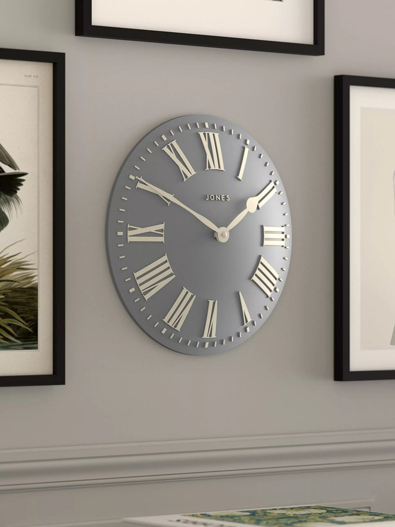Jones Clocks Strand Roman numeral wall clock 30cm, imported from the UK