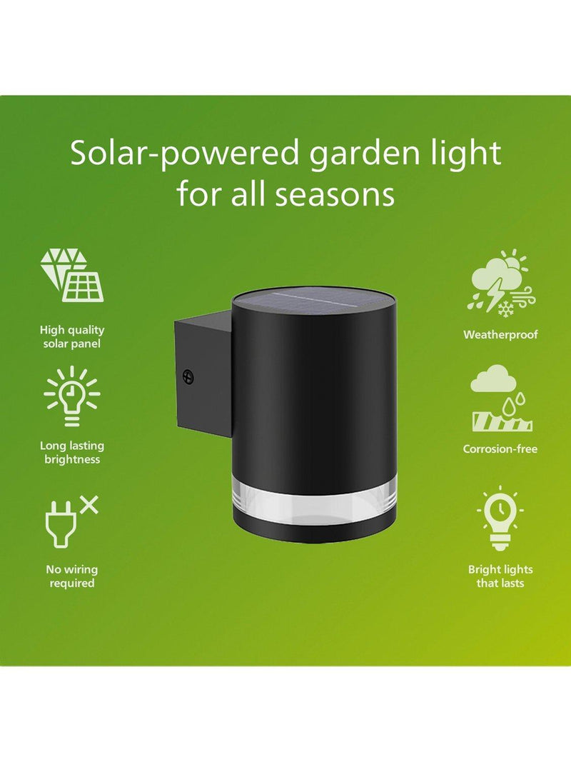 Philips Fyce black solar outdoor wall spotlight - British product