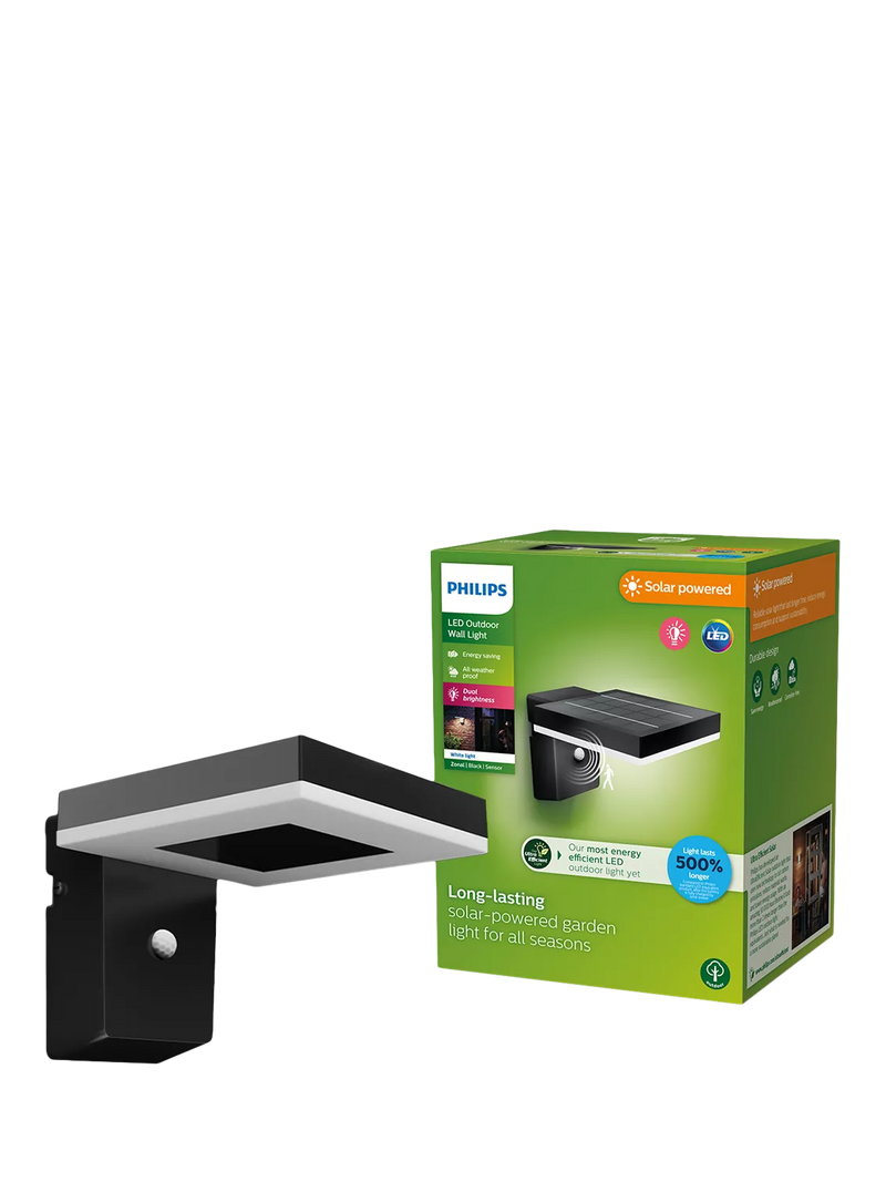 Philips Zonal solar wall light black 250 lumen, imported from the UK