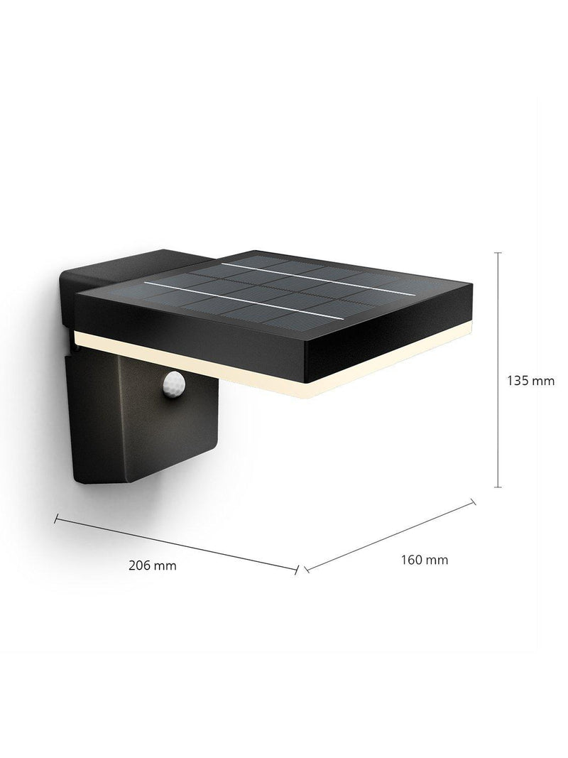 Philips Zonal solar wall light black 250 lumen, imported from the UK