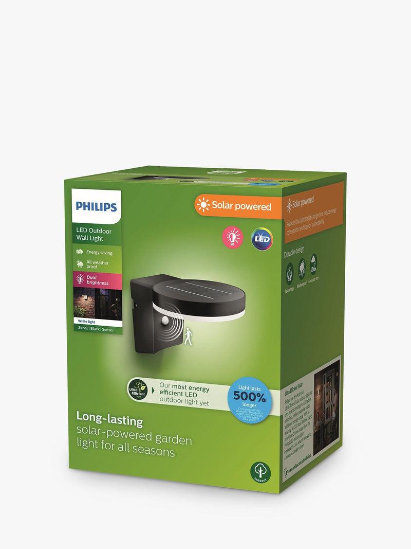 Philips Zonal solar wall light black, UK version