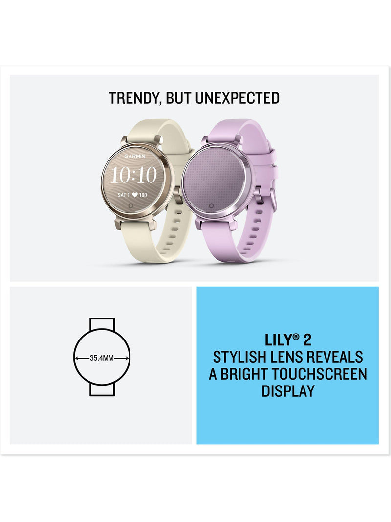 Garmin Lily 2 smart fitness watch pink silicone band (British brand)