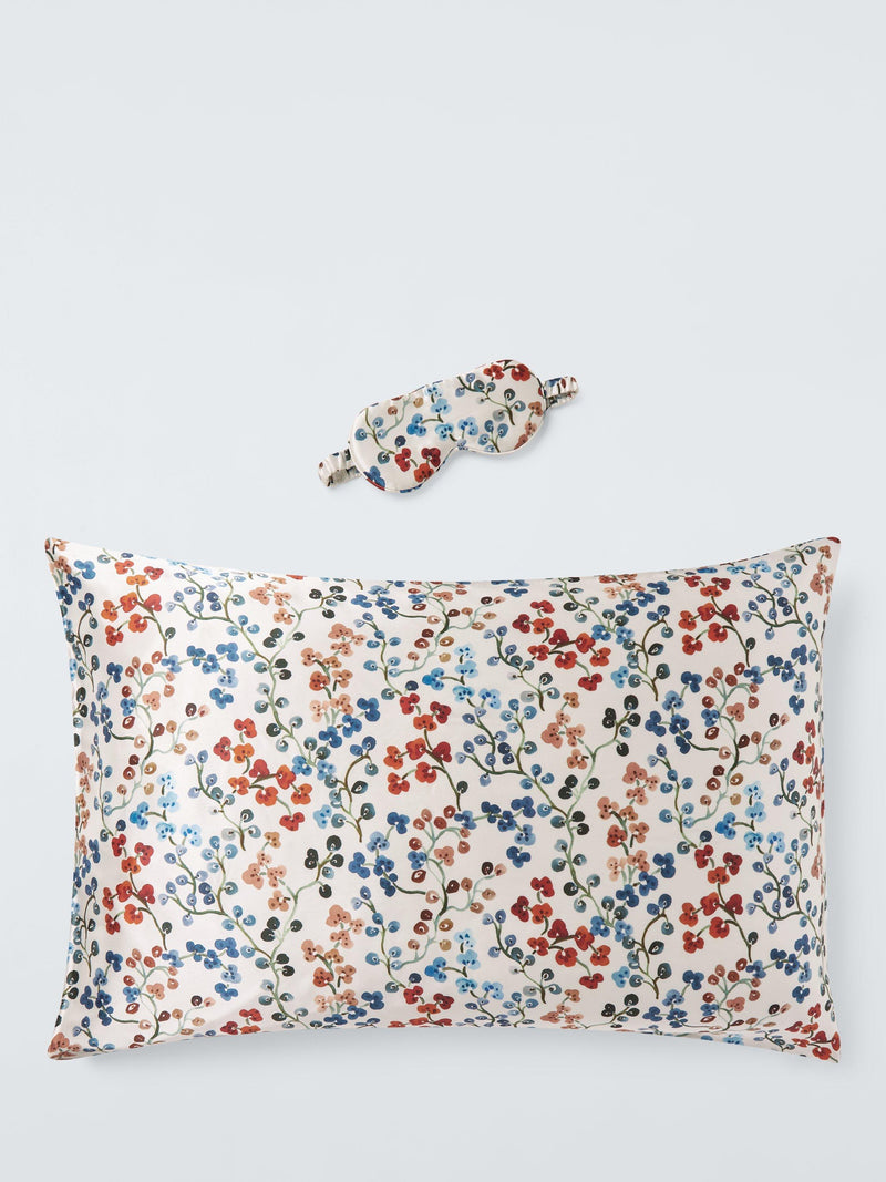 John Lewis silk pillowcase and mask set, Multi, UK version