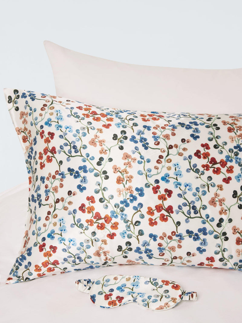 John Lewis silk pillowcase and mask set, Multi, UK version