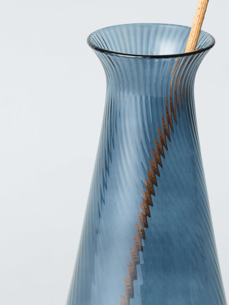 John Lewis ribbed glass carafe 725ml blue, UK version