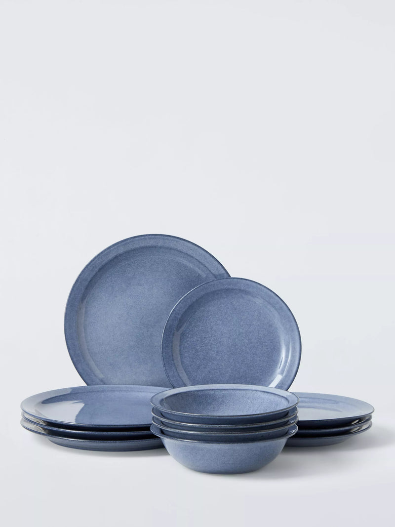John Lewis blue stoneware dinnerware set 12-piece, UK version