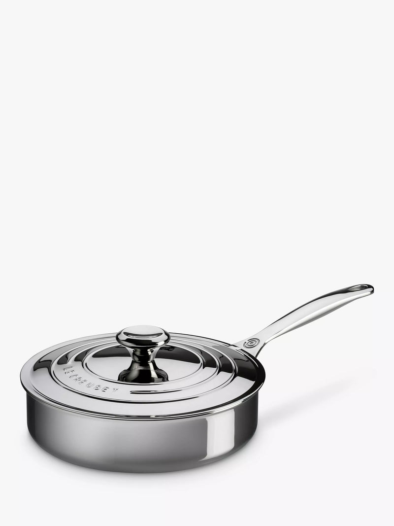 Le Creuset 3-ply stainless steel sauté pan with lid 24cm, UK version