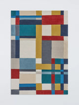 John Lewis John Lewis Axel Colour Block Hand Tufted Pure Wool Rug Blue/Multi 180x120cm- Buy online at McGrocer