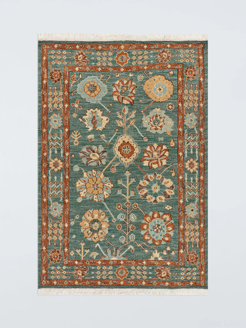 John Lewis Suzani hand knotted floral wool rug, imported from the UK