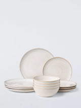 John Lewis John Lewis Skye Reactive Glaze Stoneware Dinnerware Set, Off White, 12 Piece- Buy online at McGrocer