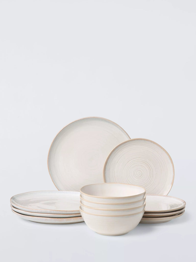 John Lewis Skye stoneware dinnerware set 12 piece off white (British brand)