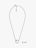 Skagen heart pendant necklace and stud earrings silver set, UK version