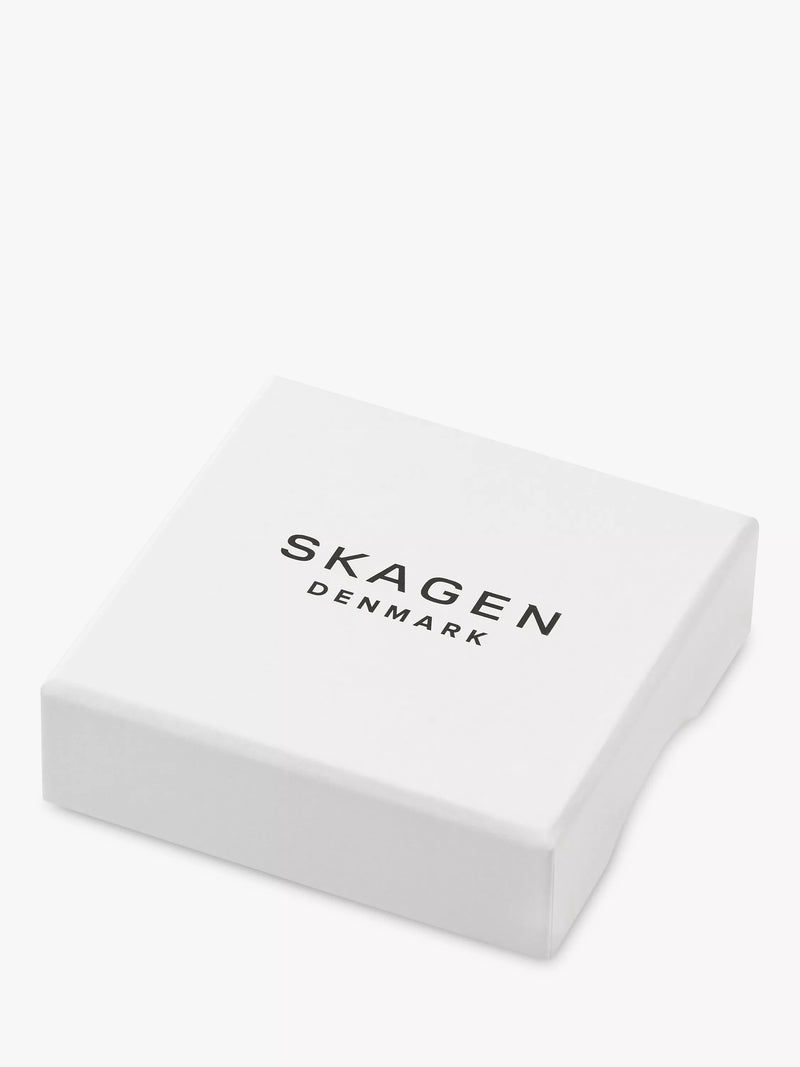 Skagen heart pendant necklace and stud earrings silver set, UK version
