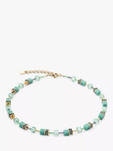 John Lewis COEUR DE LION GeoCUBE Iconic Mono Beaded Necklace, Gold/Green, 42cm- Buy online at McGrocer