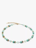 COEUR DE LION GeoCUBE beaded necklace gold green 42cm (British brand)