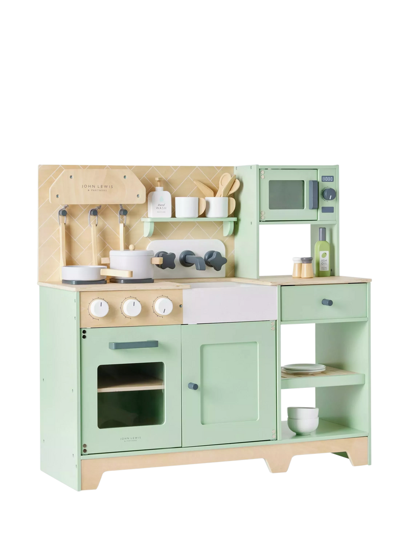 John Lewis deluxe wood toy kitchen with fridge freezer, UK version