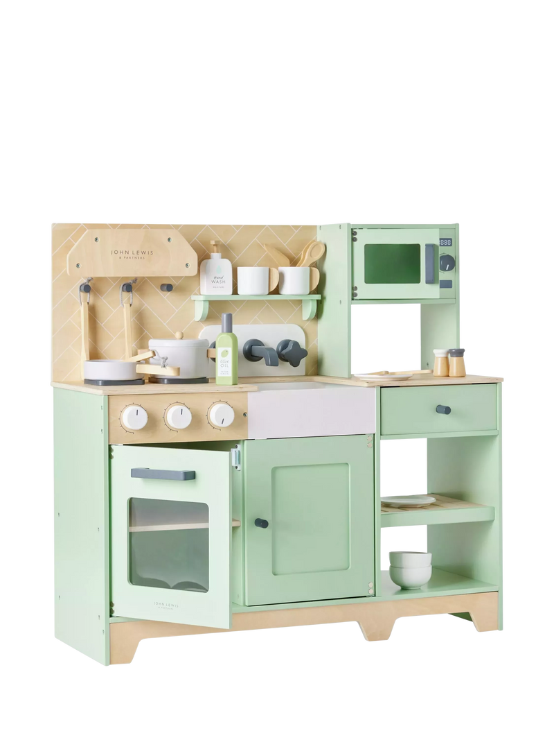 John Lewis deluxe wood toy kitchen with fridge freezer, UK version
