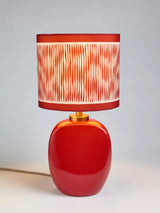 John Lewis John Lewis X Collagerie Ikat Stripe Print Small Faceted Ceramic Table Lamp, Red- Buy online at McGrocer