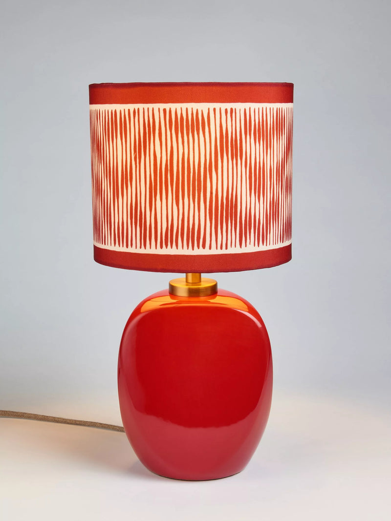 John Lewis faceted ceramic table lamp with ikat stripe shade, UK version