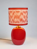 John Lewis faceted ceramic table lamp with ikat stripe shade, UK version