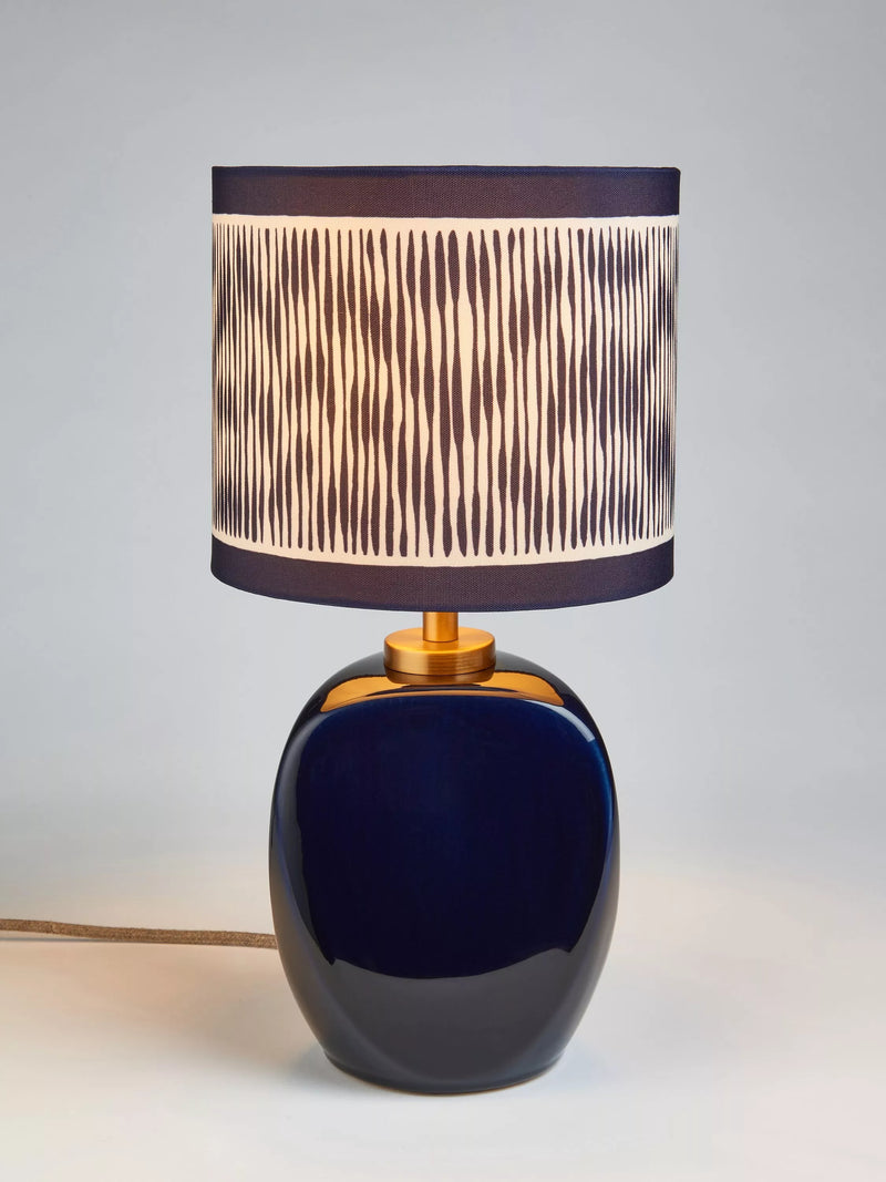 John Lewis X Collagerie blue ikat stripe ceramic table lamp (British brand)