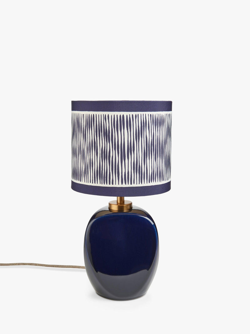 John Lewis X Collagerie blue ikat stripe ceramic table lamp (British brand)