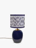 John Lewis X Collagerie blue ikat stripe ceramic table lamp (British brand)