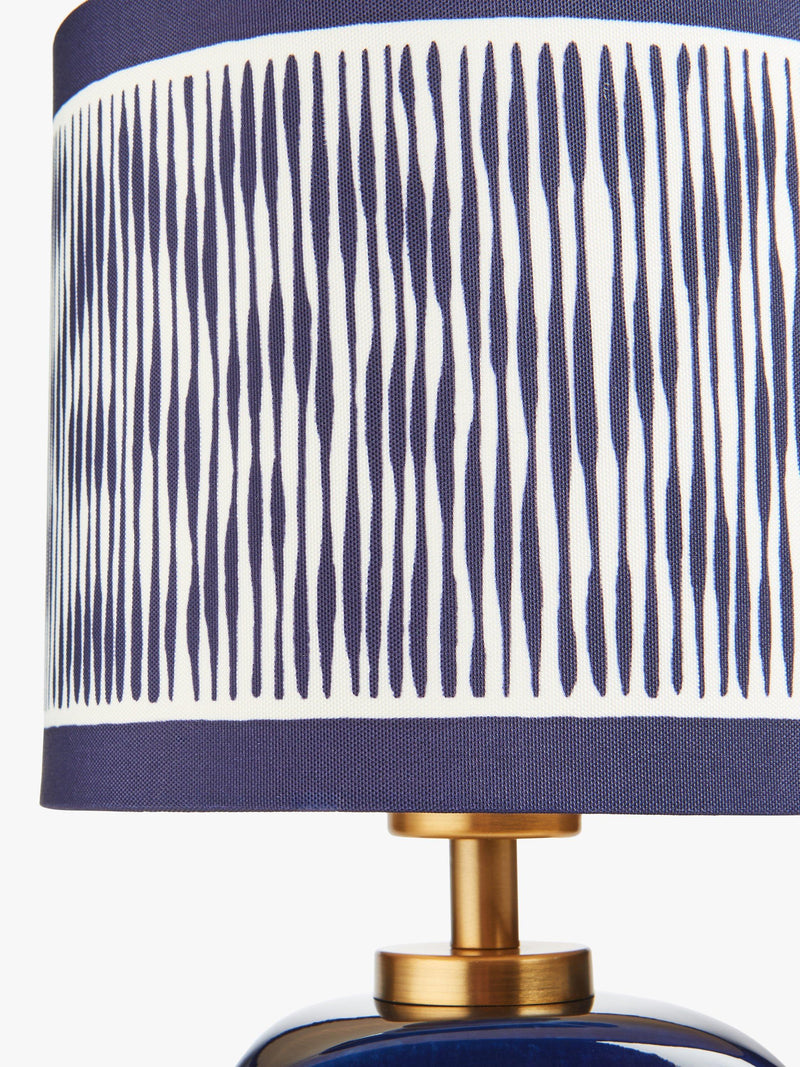 John Lewis X Collagerie blue ikat stripe ceramic table lamp (British brand)