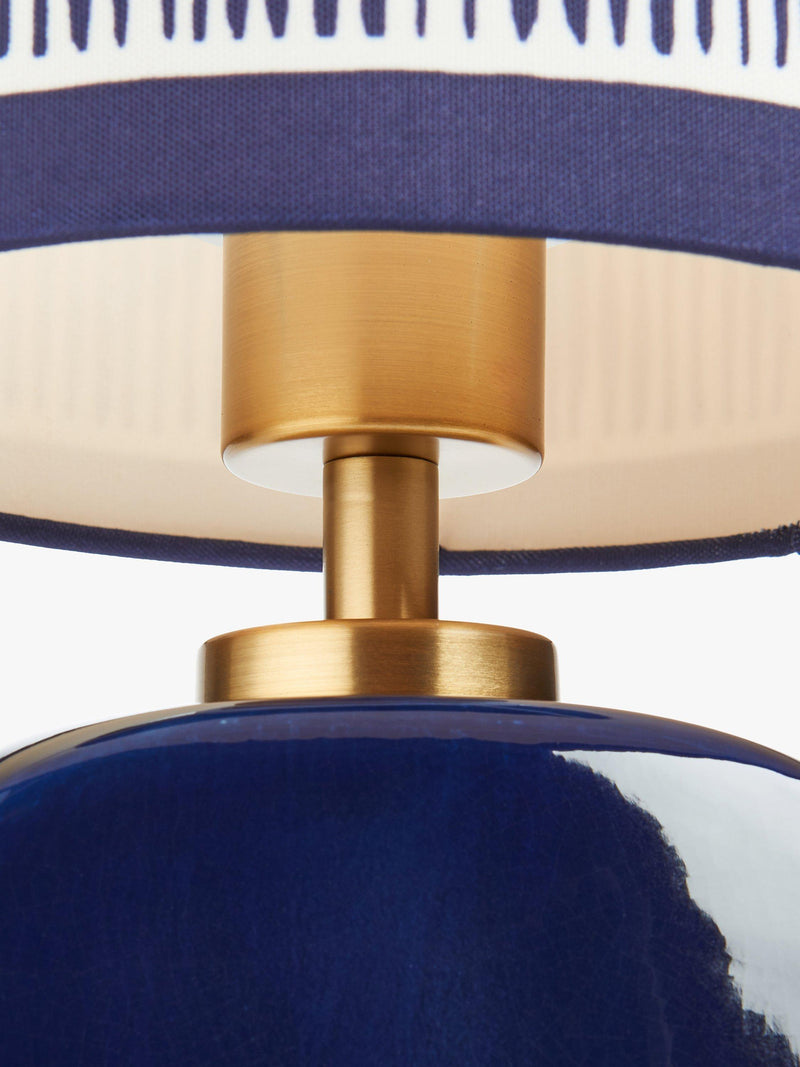 John Lewis X Collagerie blue ikat stripe ceramic table lamp (British brand)
