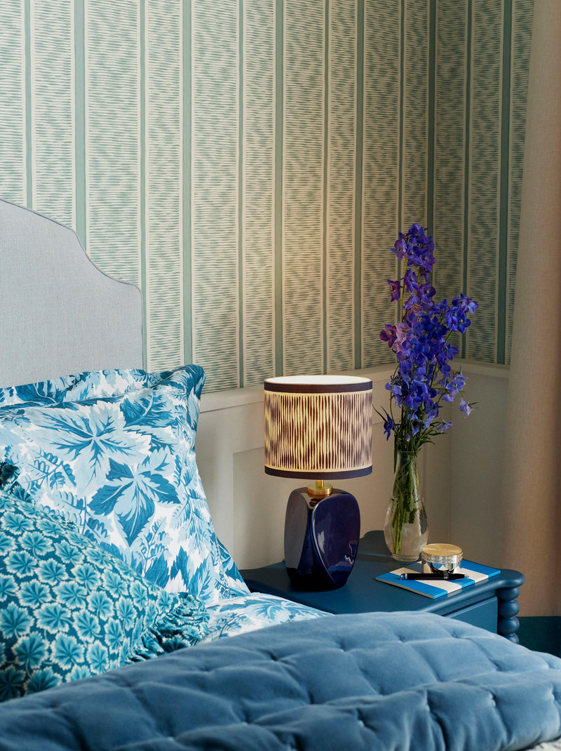 John Lewis X Collagerie blue ikat stripe ceramic table lamp (British brand)