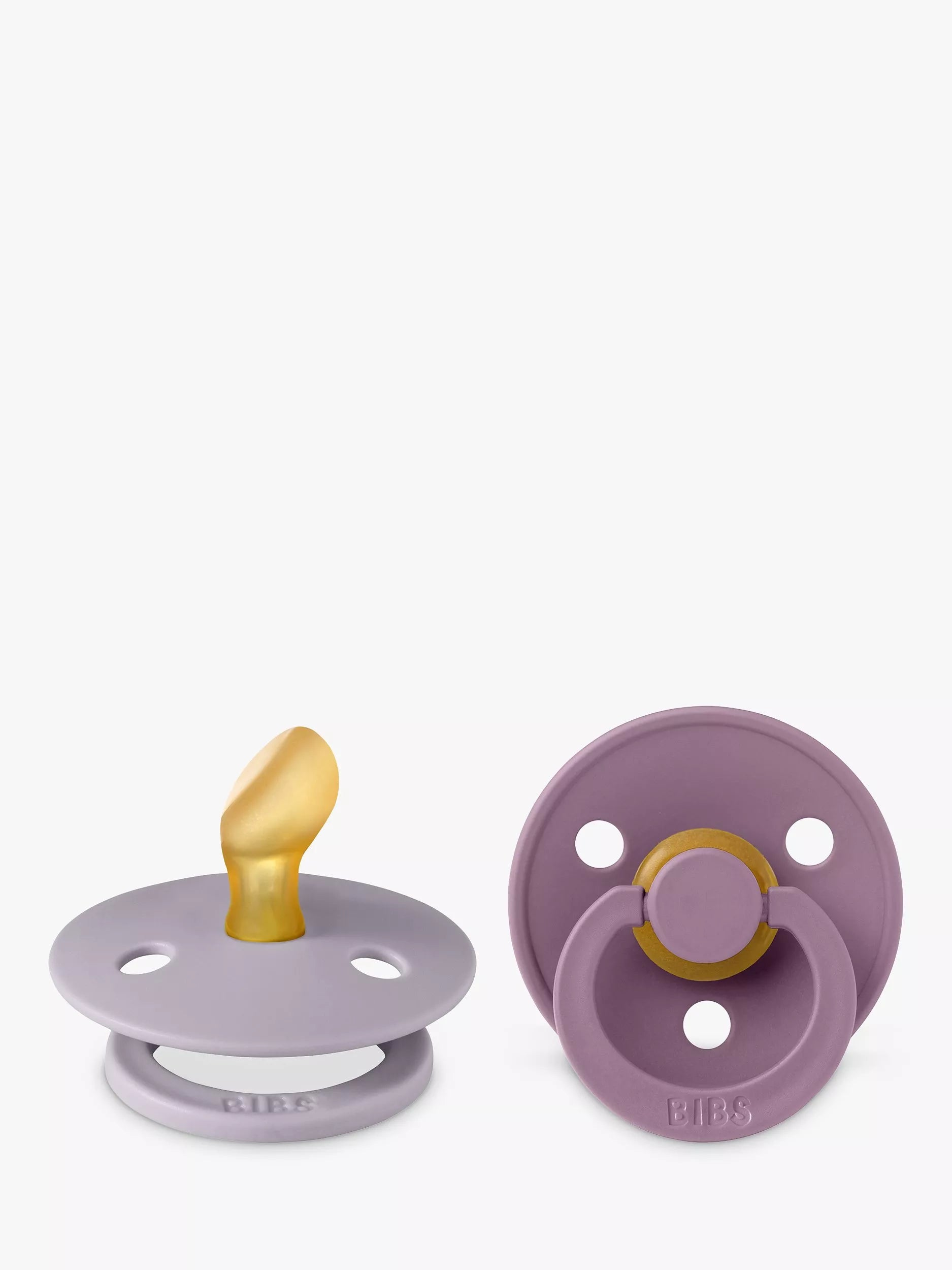 BIBS Colour Anatomical Baby Soothers, Pack of 2, Size 2, Grey/Mauve - McGrocer
